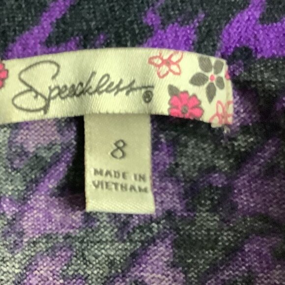 Speechless Girls A-Line Dress Purple Black Houndstooth Ruffled Collar Size 8 - Picture 4 of 15